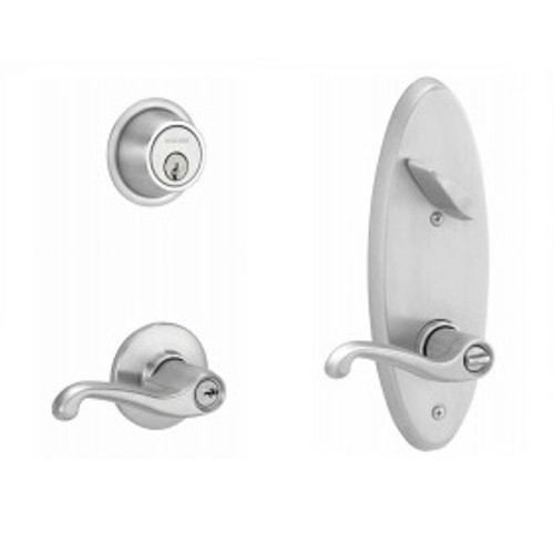 Schlage S280PD-FLA-619 Satin Nickel Storeroom Double Locking Interconnected Flair Handle