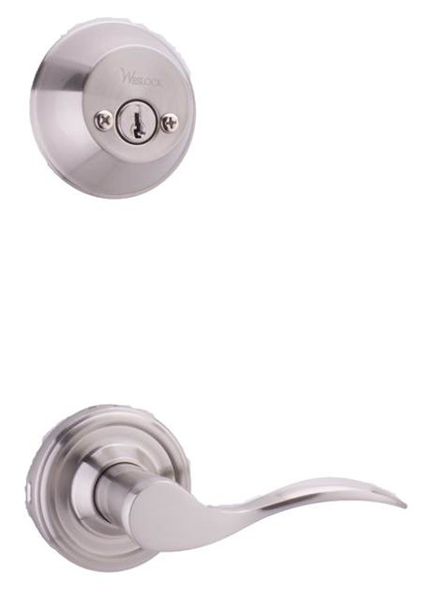 Weslock 1302U-3 Polished Brass Lexington/Colonial 2-Point Double Cylinder Handleset Bordeau Lever (Interior Side Only)