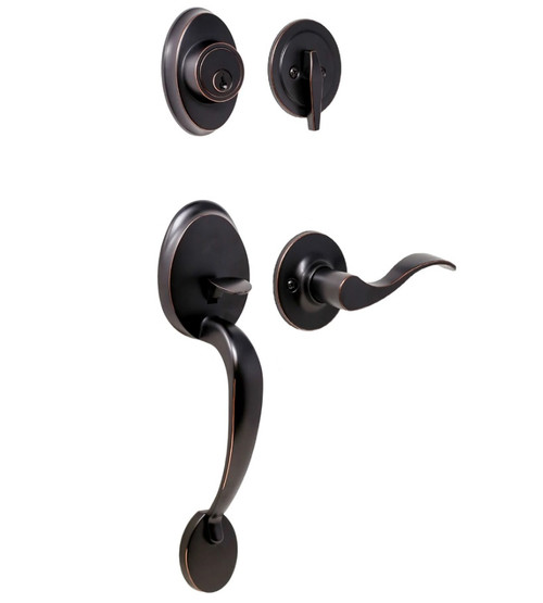 Weslock L2810-1X1FR2D Hillcrest Single Cylinder Handleset with Left Hand New Haven Trim with Adjustable Latch and Round Corner Strikes Oil Rubbed Bronze Finish