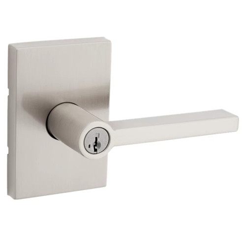 Kwikset 740HFLRCT-15 Satin Nickel Halifax Keyed Entry Lever with Rectangular Rose