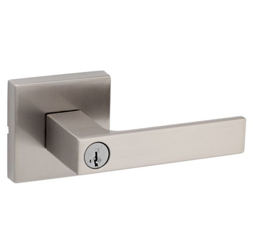 Kwikset 740SALSQT-15 Satin Nickel Singapore Keyed Entry Lever with Square Rose