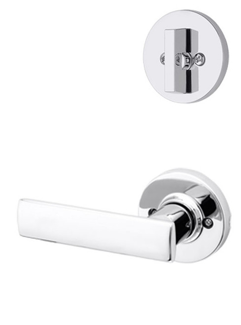 Kwikset 604BRNLRDT-26 Polished Chrome Breton Lever with Round Rose Single Cylinder Handleset (Interior Side Only)