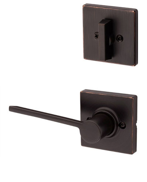 Kwikset 604LRLSQT-11P-RH Right Hand Venetian Bronze Ladera Lever with Square Rose Single Cylinder Handleset (Interior Side Only)