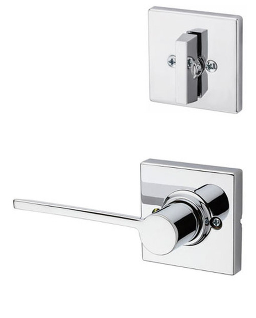 Kwikset 604LRLSQT-26-RH Right Hand Polished Chrome Ladera Lever with Square Rose Single Cylinder Handleset (Interior Side Only)