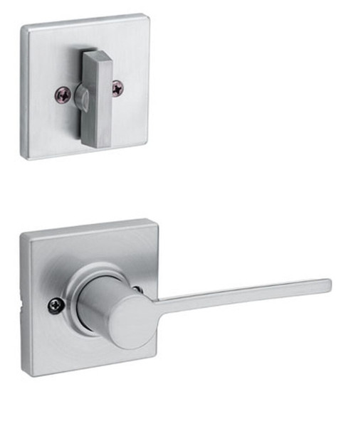 Kwikset 604LRLSQT-26D-LH Left Hand Satin Chrome Ladera Lever with Square Rose Single Cylinder Handleset (Interior Side Only)