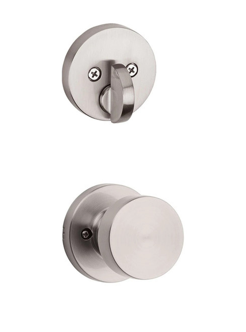 Kwikset 966PSKRDT-15 Pismo Knob with Round Rose Interior Single Cylinder Handleset Trim Satin Nickel Finish