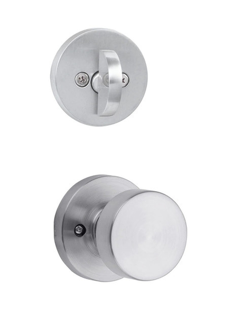 Kwikset 966PSKRDT-26D Pismo Knob with Round Rose Interior Single Cylinder Handleset Trim Satin Chrome Finish