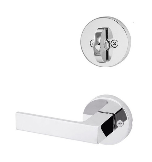 Kwikset 966SALRDT-26 Polished Chrome Singapore Lever with Round Rosette Single Cylinder Handleset (Interior Side Only)