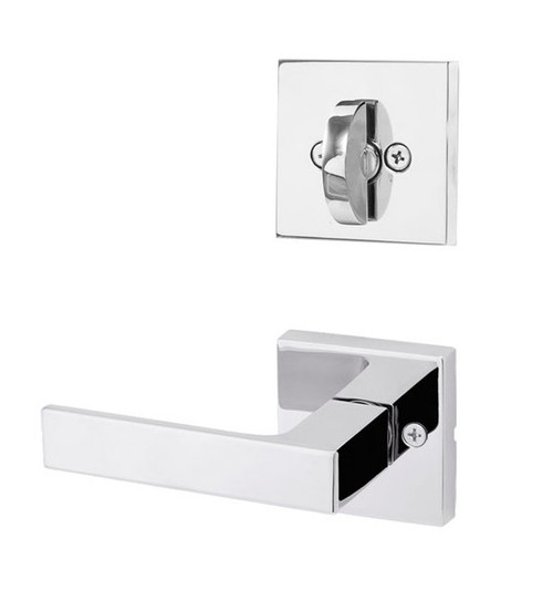 Kwikset 966SALSQT-26 Polished Chrome Singapore Lever with Square Rosette Single Cylinder Handleset (Interior Side Only)