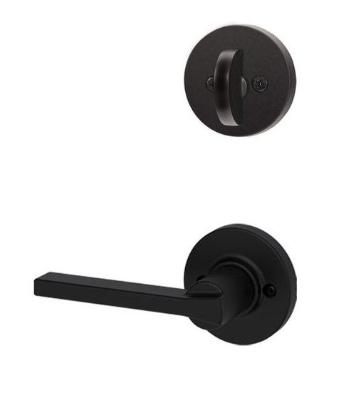 Kwikset 966CSLRDT-514 Iron Black Casey Lever with Round Rosette Single Cylinder Handleset (Interior Side Only)