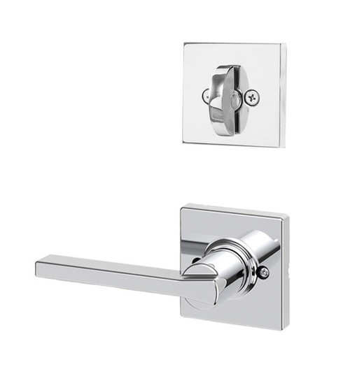 Kwikset 966CSLSQT-26 Polished Chrome Casey Lever with Square Rosette Single Cylinder Handleset (Interior Side Only)