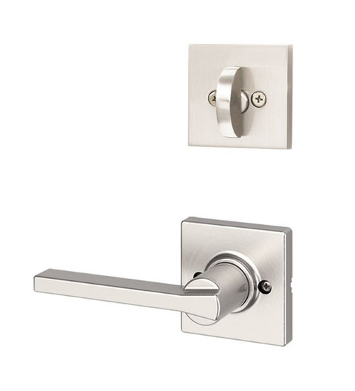 Kwikset 966CSLSQT-15 Satin Nickel Casey Lever with Square Rosette Single Cylinder Handleset (Interior Side Only)