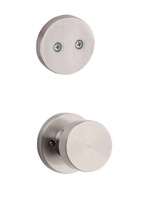 Kwikset 968PSKRDT-15 Pismo Knob with Round Rose Interior Dummy Handleset Trim Satin Nickel Finish