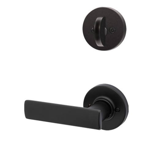 Kwikset 968BRNLRDT-514 Iron Black Dummy Handleset with Breton Lever with Round Rosette (Interior Side Only)