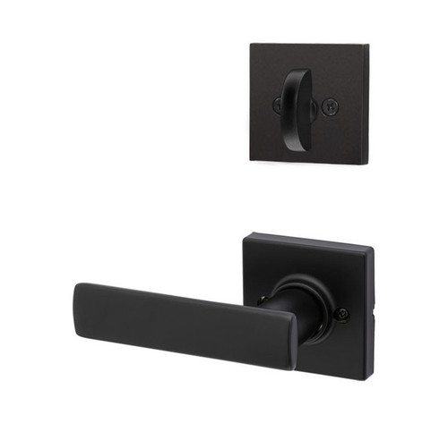 Kwikset 968BRNLSQT-514 Iron Black Dummy Handleset with Breton Lever with Square Rosette (Interior Side Only)