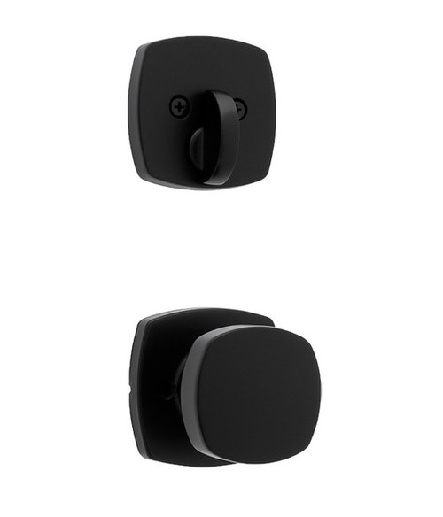 Kwikset 971AYKMDT-514 Single Cylinder Interior Arroyo Knob with Midtown Rose Trim Matte Black Finish