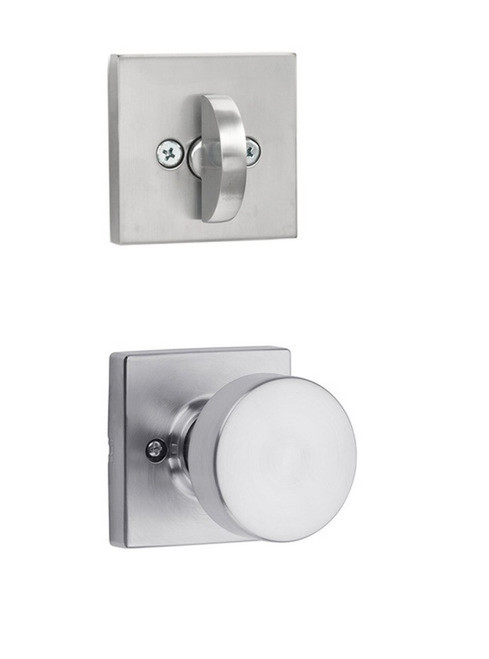 Kwikset 971PSKSQT-26D Single Cylinder Interior Pismo Knob Trim with Square Rose Satin Chrome Finish