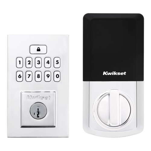 Kwikset 9260CNT-26S Contemporary SmartCode Keypad Electronic Deadbolt SmartKey Bright Chrome Finish