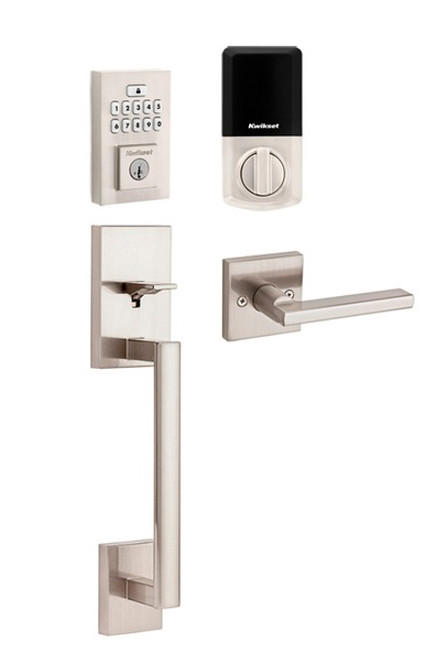 Kwikset 9260CNT-815SCEHFL-15 Contemporary SmartCode Keypad Electronic Deadbolt SmartKey with San Clemente Handleset and Halifax Lever Combo Satin Nickel Finish