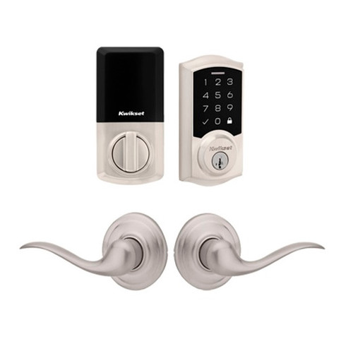 Kwikset 9270TRL-720TNL-15 Traditional SmartCode Touchpad Electronic Deadbolt SmartKey with Tustin Lever Satin Nickel Finish