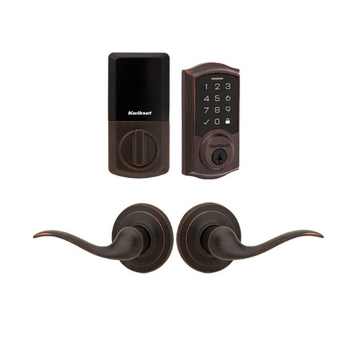 Kwikset 9270TRL-720TNL-11P Traditional SmartCode Touchpad Electronic Deadbolt SmartKey with Tustin Lever Venetian Bronze Finish