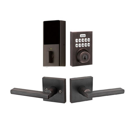 Kwikset HC620CNT-ZW700-720HFLSQT-11P Touchpad Electronic Deadbolt with Z-Wave with Halifax Lever Venetian Bronze Finish