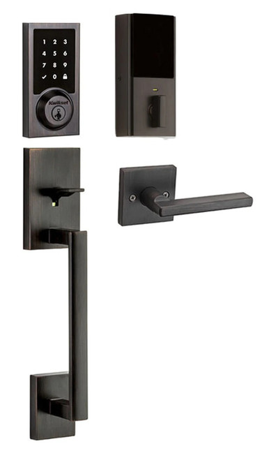 Kwikset 916CNT500-815SCEHFL-11P Z-Wave ZW500 Enabled Contemporary Smartcode Touchscreen Deadbolt with San Clemente Handleset Venetian Bronze Finish