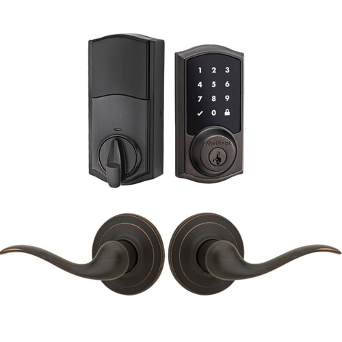 Kwikset 916TRL500-720TNL-11P Z-Wave Enabled Traditional Smartcode Touchscreen Deadbolt with Z-Wave ZW500 with Tustin Lever Venetian Bronze Finish