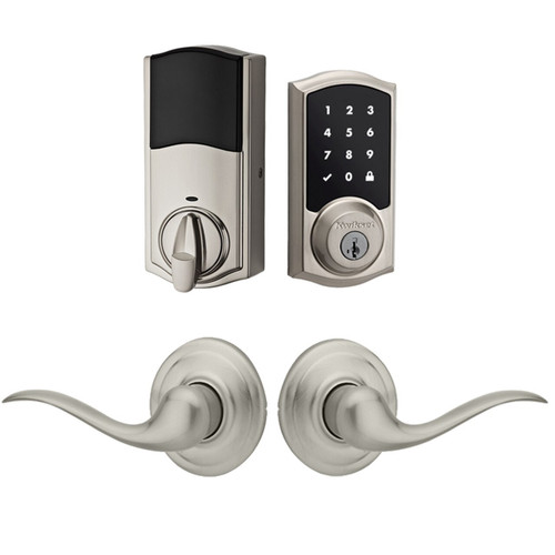 Kwikset 916TRL500-720TNL-15 Z-Wave Enabled Traditional Smartcode Touchscreen Deadbolt with Z-Wave ZW500 with Tustin Lever Satin Nickel Finish