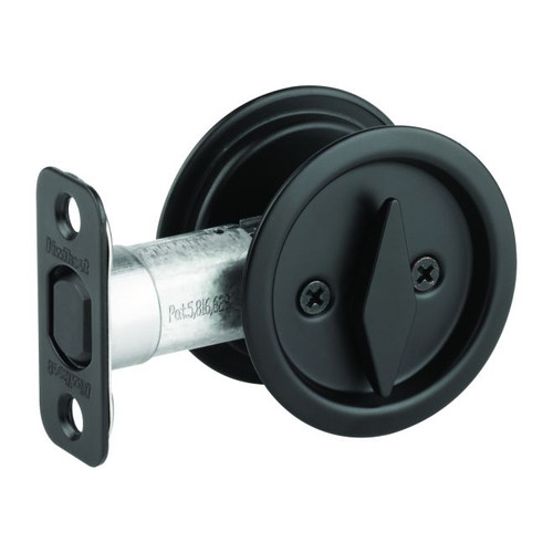 Kwikset 335-514 Iron Black Round Privacy Pocket Door Lock