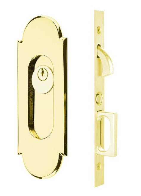 Emtek 2043US3NL #8 Keyed Pocket Door Mortise Lock Unlacquered Brass Finish