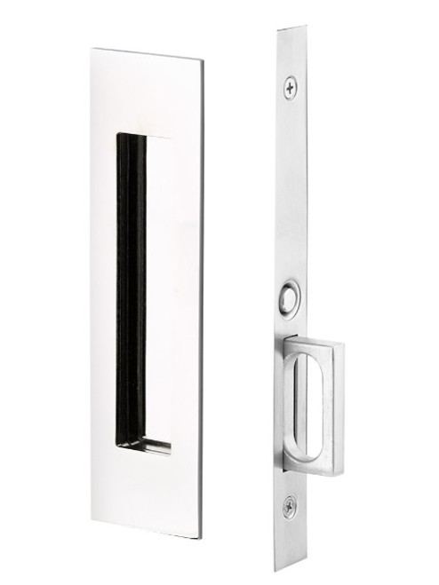 Emtek 2154US26 Narrow Modern Rectangular Passage Pocket Door Mortise Lock Polished Chrome Finish