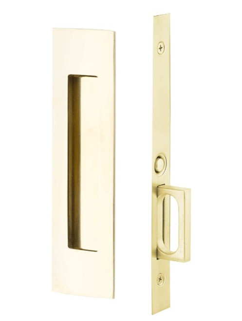 Emtek 2154US3NL Narrow Modern Rectangular Passage Pocket Door Mortise Lock Unlacquered Brass Finish