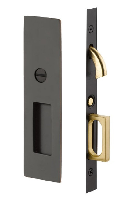 Emtek 2155US10B Narrow Modern Rectangular Privacy Pocket Door Mortise Lock Oil Rubbed Bronze Finish