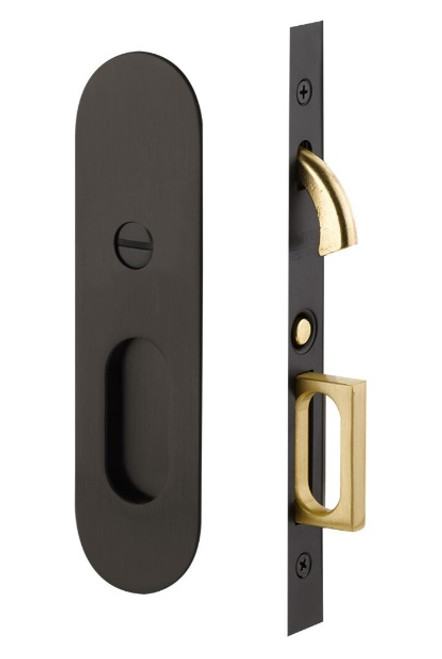 Emtek 2165US10B Narrow Oval Privacy Pocket Door Mortise Lock Oil Rubbed Bronze Finish