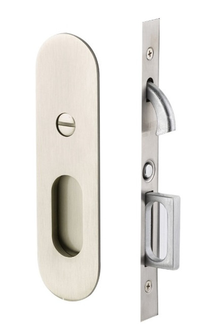 Emtek 2165US15 Narrow Oval Privacy Pocket Door Mortise Lock Satin Nickel Finish