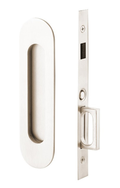 Emtek 2166US14 Narrow Oval Dummy Pocket Door Mortise Lock Polished Nickel Finish