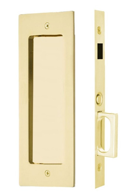 Emtek 2116US3NL Unlacquered Brass Modern Rectangular Dummy Pocket Door Mortise Lock