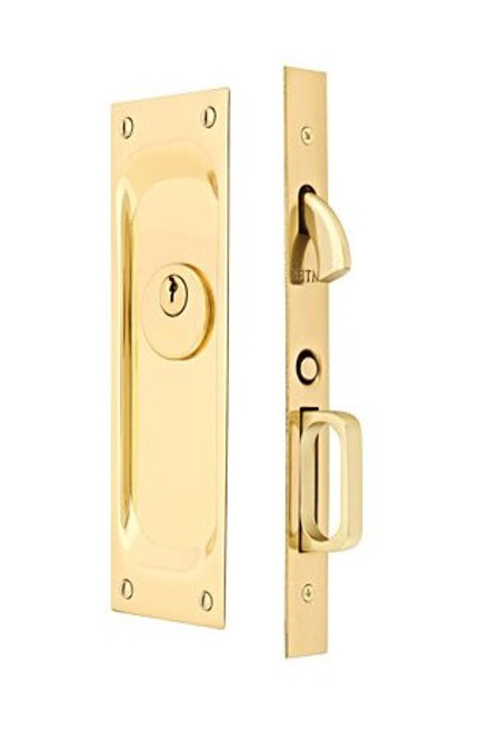 Emtek 2103US3NL Unlacquered Brass Keyed Pocket Door Mortise Lock