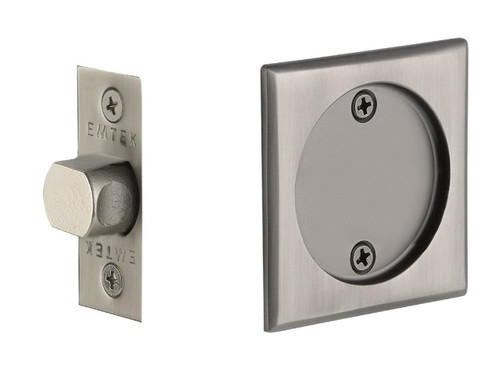 Emtek 2134US15A Square Passage Pocket Door Tubular Lock with Passage Strike Plate Pewter Finish