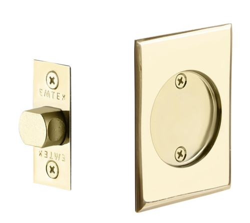 Emtek 2014US3 Rectangular Passage Pocket Door Tubular Lock with Passage Strike Plate Lifetime Brass Finish