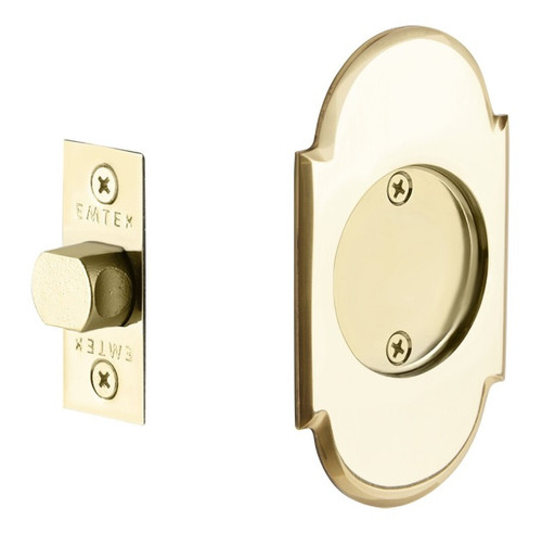 Emtek 2034US3 #8 Passage Pocket Door Tubular Lock with Passage Strike Plate Lifetime Brass Finish