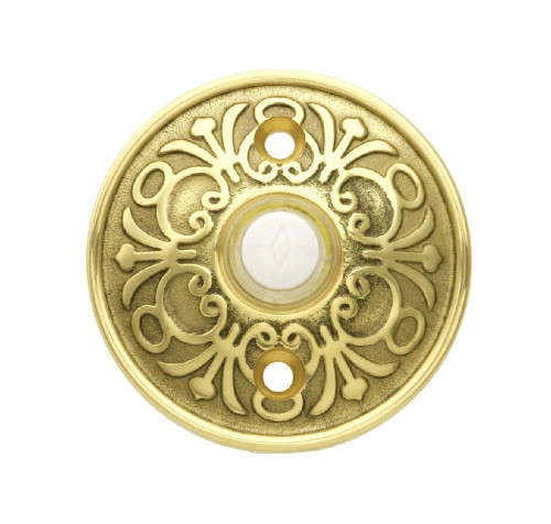 Emtek 2406US3 Polished Brass Doorbell Button with Lancaster Rosette