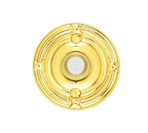 Emtek 2407US3NL Unlacquered Brass Doorbell Button with Ribbon & Reed Rosette