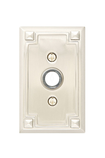 Emtek 2451US3NL Unlacquered Brass Doorbell Button with Arts & Crafts Rosette