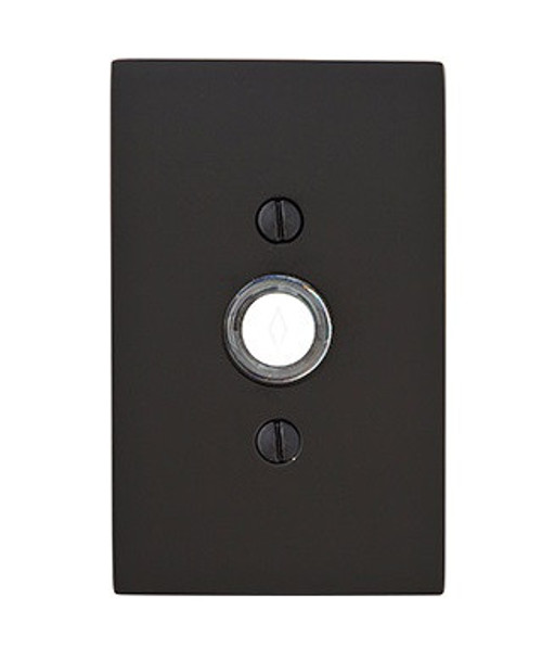 Emtek 2463US3NL Unlacquered Brass Doorbell Button with Modern Rectangular Rosette
