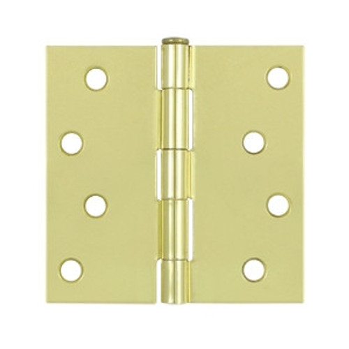 Emtek 91014US4 Satin Brass 4" Square Corner Residential Duty, Plain Bearing Plated Steel Hinge