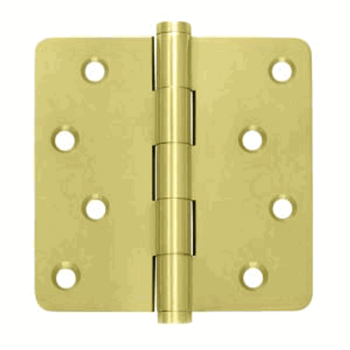 Emtek 91024US4 Satin Brass 4" 1/4" Radius Corner Residential Duty, Plain Bearing Plated Steel Hinge