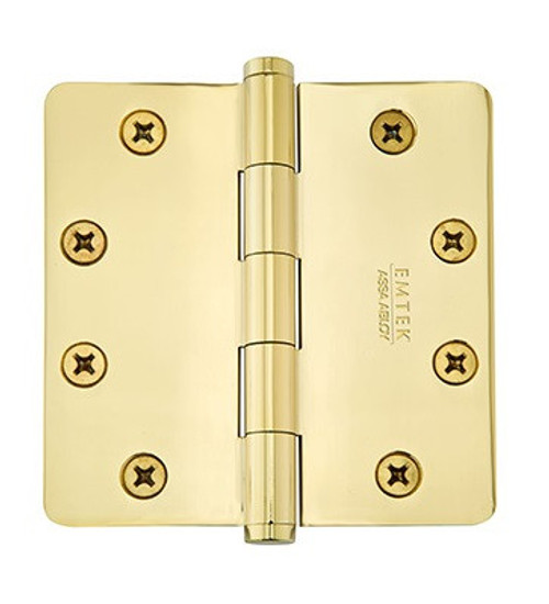 Emtek 92024US4 Satin Brass 4" 1/4" Radius Corner Heavy Duty, Plain Bearing Plated Steel Hinge