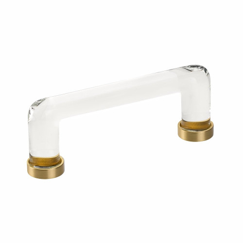 Emtek 86725US4 Satin Brass 4" C-to-C Modern Glass Pull